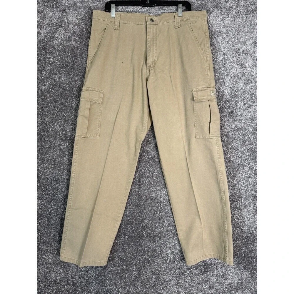 Vtg Wrangler Cargo Khaki Pants Relaxed Fit Canvas Mens 36x30 Workwear Y2k Chore